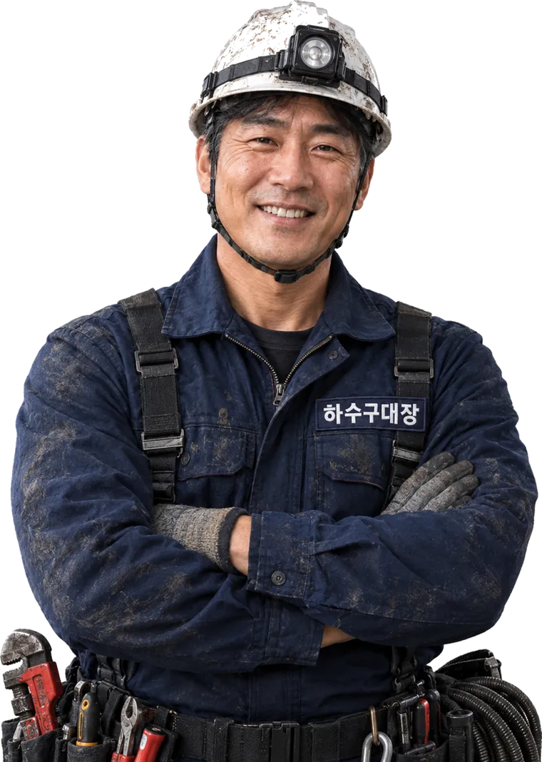 작업복에 안전모를 쓴 담당 기사